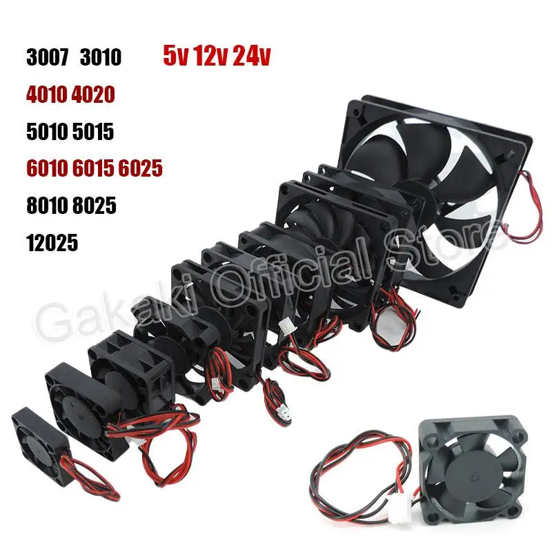 4010 12025 8010 30Mm Dc 5V 12V 24V Cooling Fan Brushless Motor Case Quiet 40MM 50MM 60MM 70MM 80MM 90MM 120MM for 3D Print 2PIN