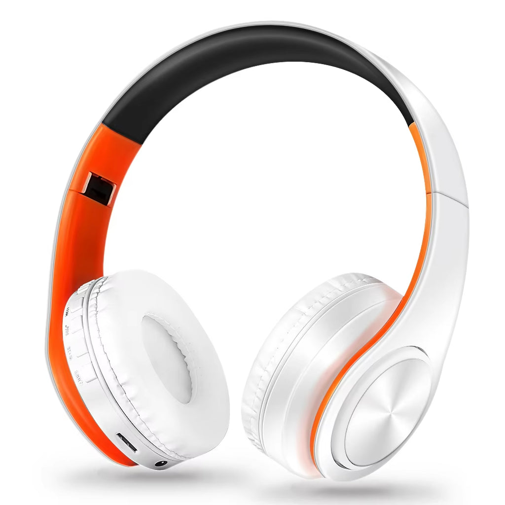 Men Gift Gold Wireless Headphones Bluetooth Earphone Stereo Headset Game with Build-In MIC with Universal for Android and Ios