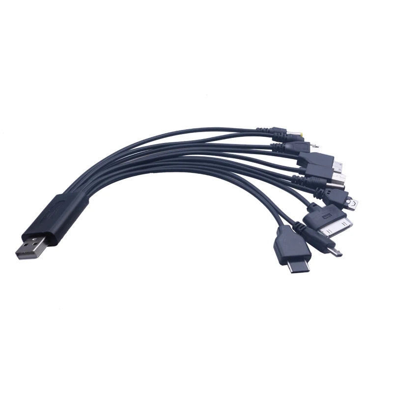 Universal USB to Multi Plug Cell Phone Charger Cable 10 to 1 USB Cable for Samsung Xiaomi Huawei Google OPPO Vivo Charger Cable