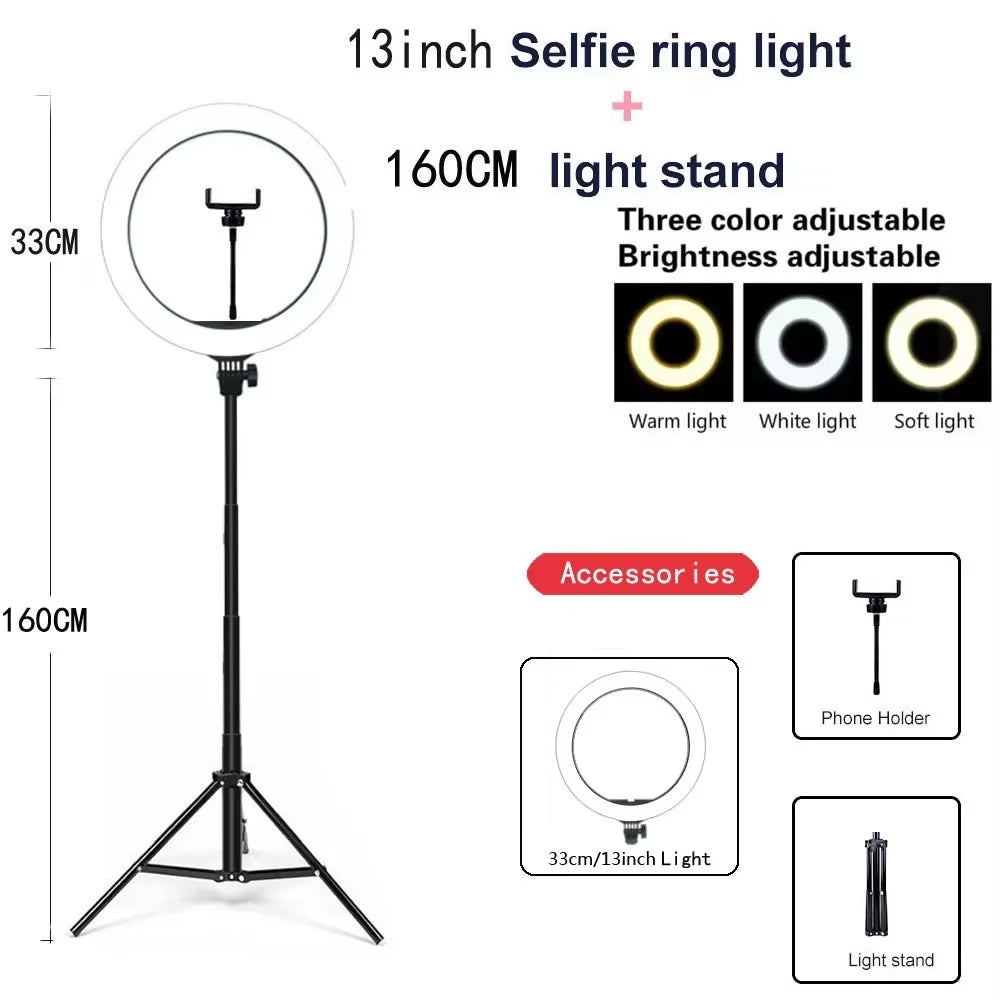 26/33Cm Photo Ring Light Led Selfie Ring Light Phone Bluetooth Broadcast Bracket Photography Lighting with Tripod